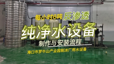 每小時6噸反滲透純凈水設(shè)備制作與安裝流程，海南制冰廠用水設(shè)備